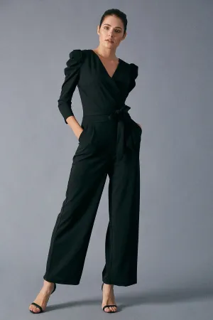 16123 Black Puff Sleeve Jumpsuit