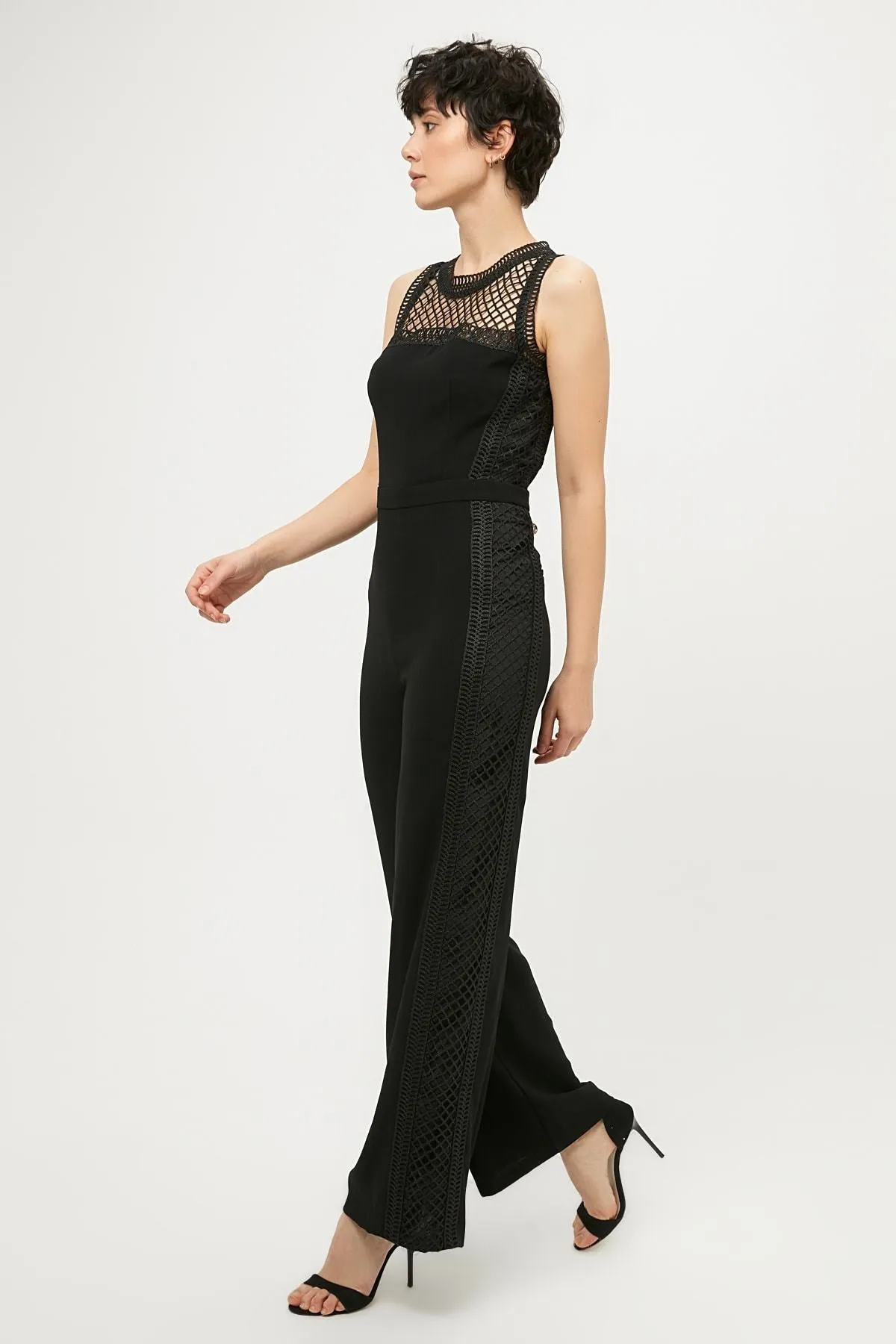16245 Black Net Detail Jumpsuit