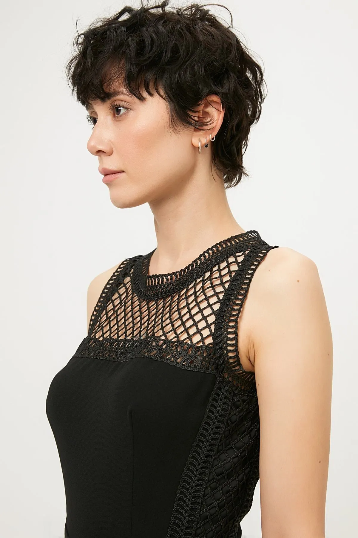 16245 Black Net Detail Jumpsuit