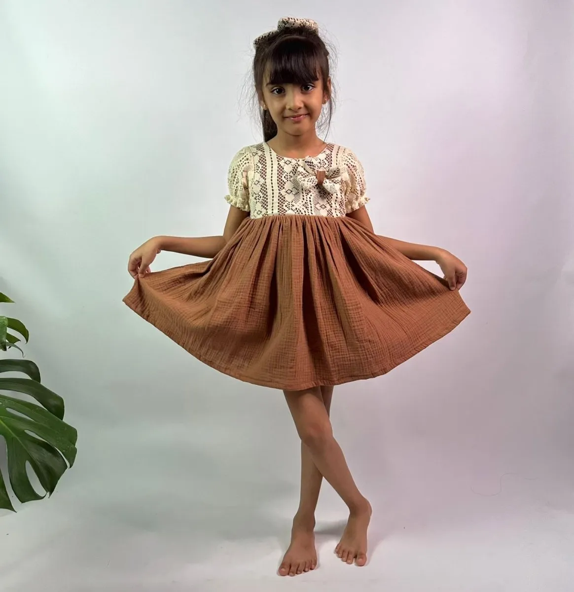 ArthLife Vintage Brown Fit And Flare Dress