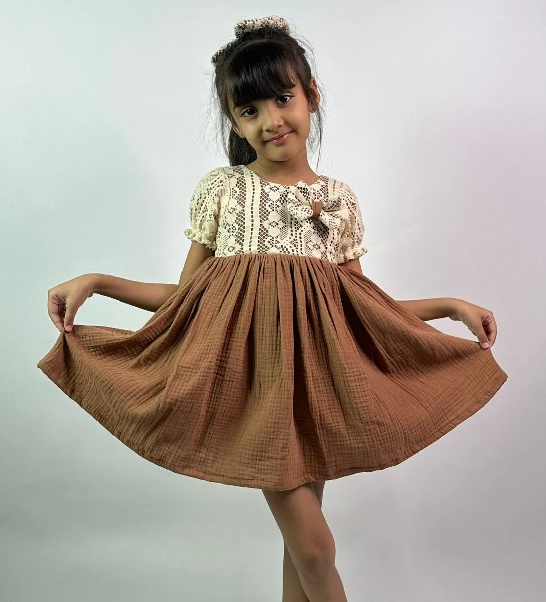 ArthLife Vintage Brown Fit And Flare Dress