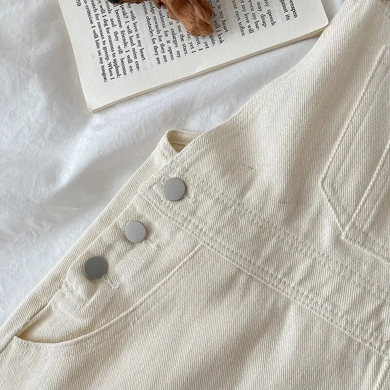 Bear Embroidered Denim Overalls