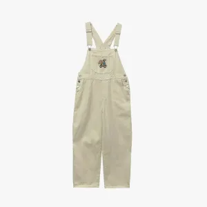 Bear Embroidered Denim Overalls