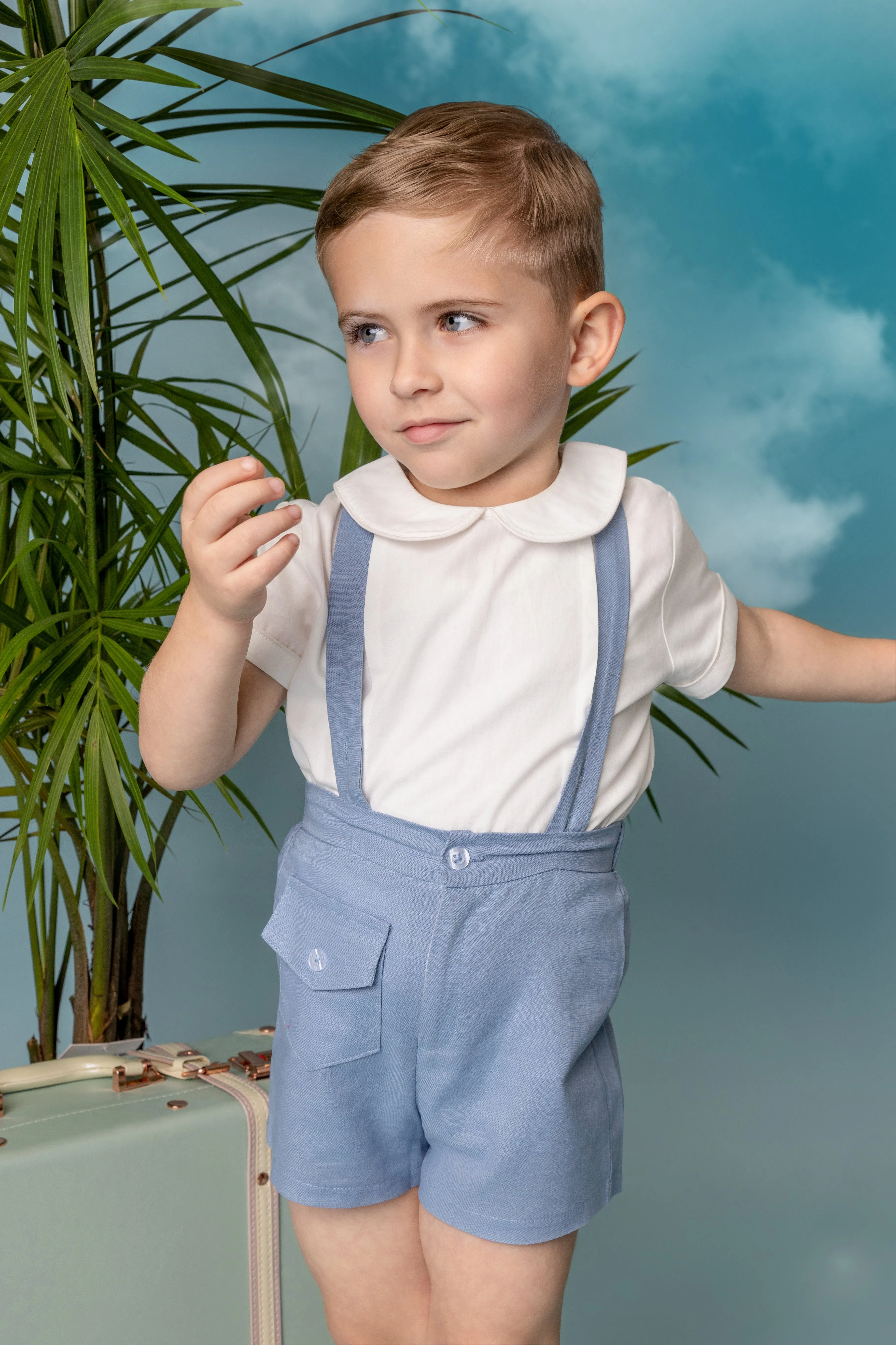 Belati Light Blue Baby Overalls With Flap Pocket (BBB506)