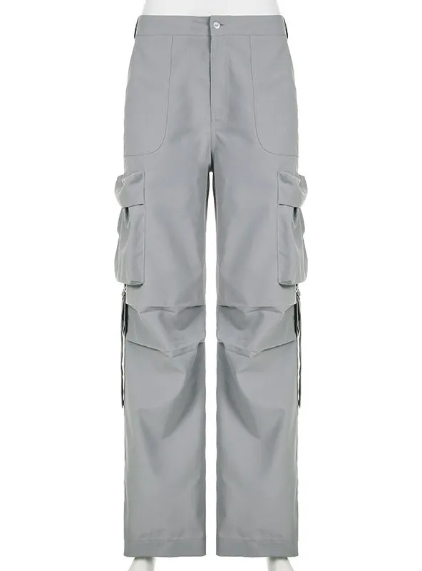 Big Pocket Loose Low Waist Wide-leg Pants
