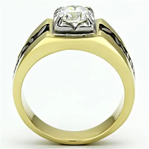 Black Band Design Mens Stainless Steel Ring Cubic