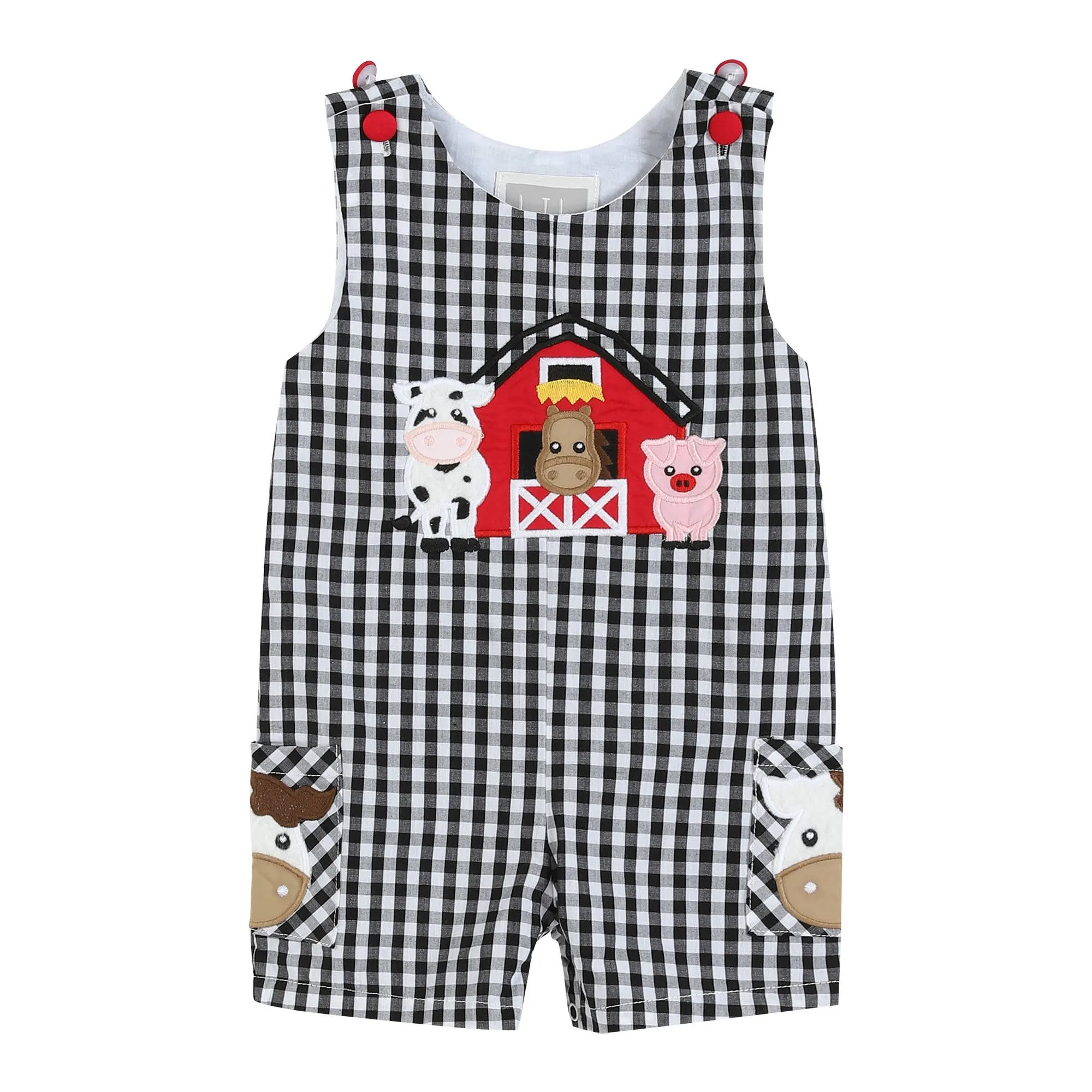 Black Gingham Barn Scene Overalls