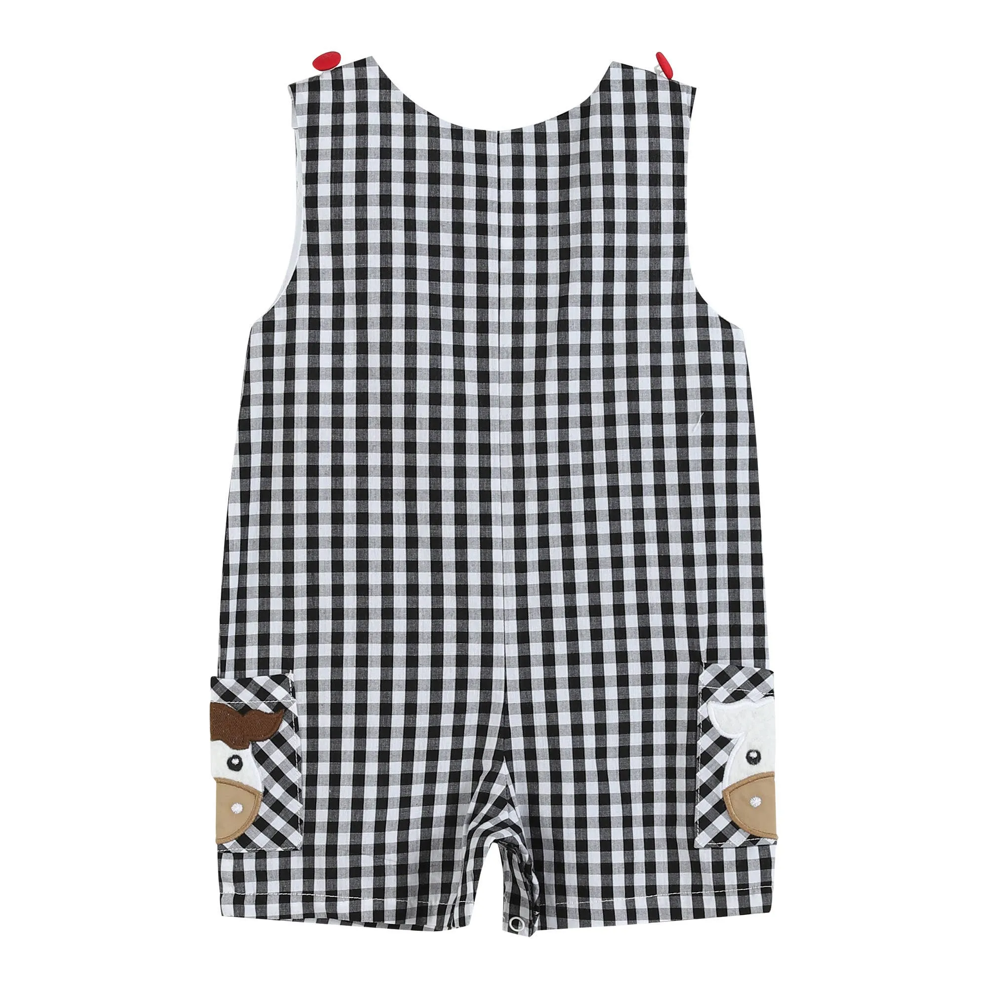 Black Gingham Barn Scene Overalls
