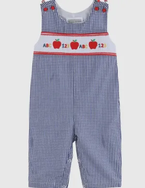 Blue Gingham 123 ABC School Smocked Overalls