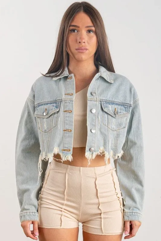 Blue See Good In All Things Crop Denim Jacket