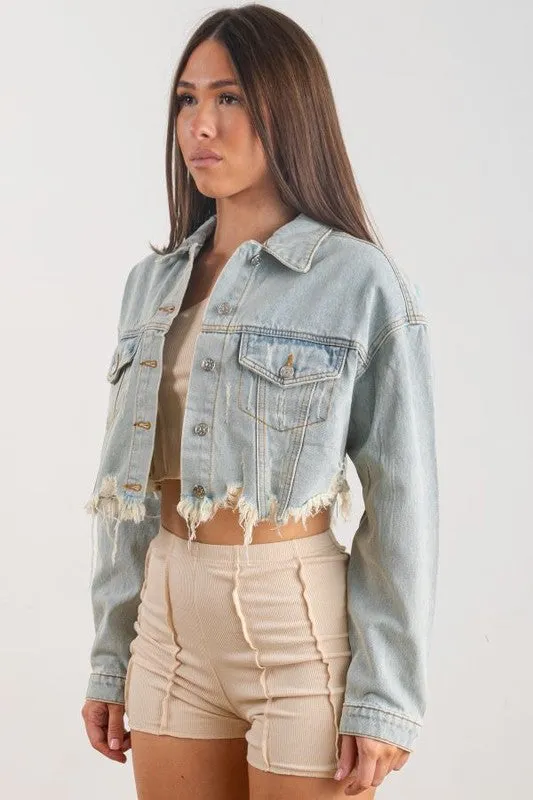 Blue See Good In All Things Crop Denim Jacket
