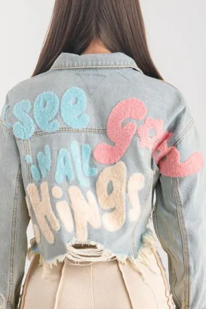 Blue See Good In All Things Crop Denim Jacket
