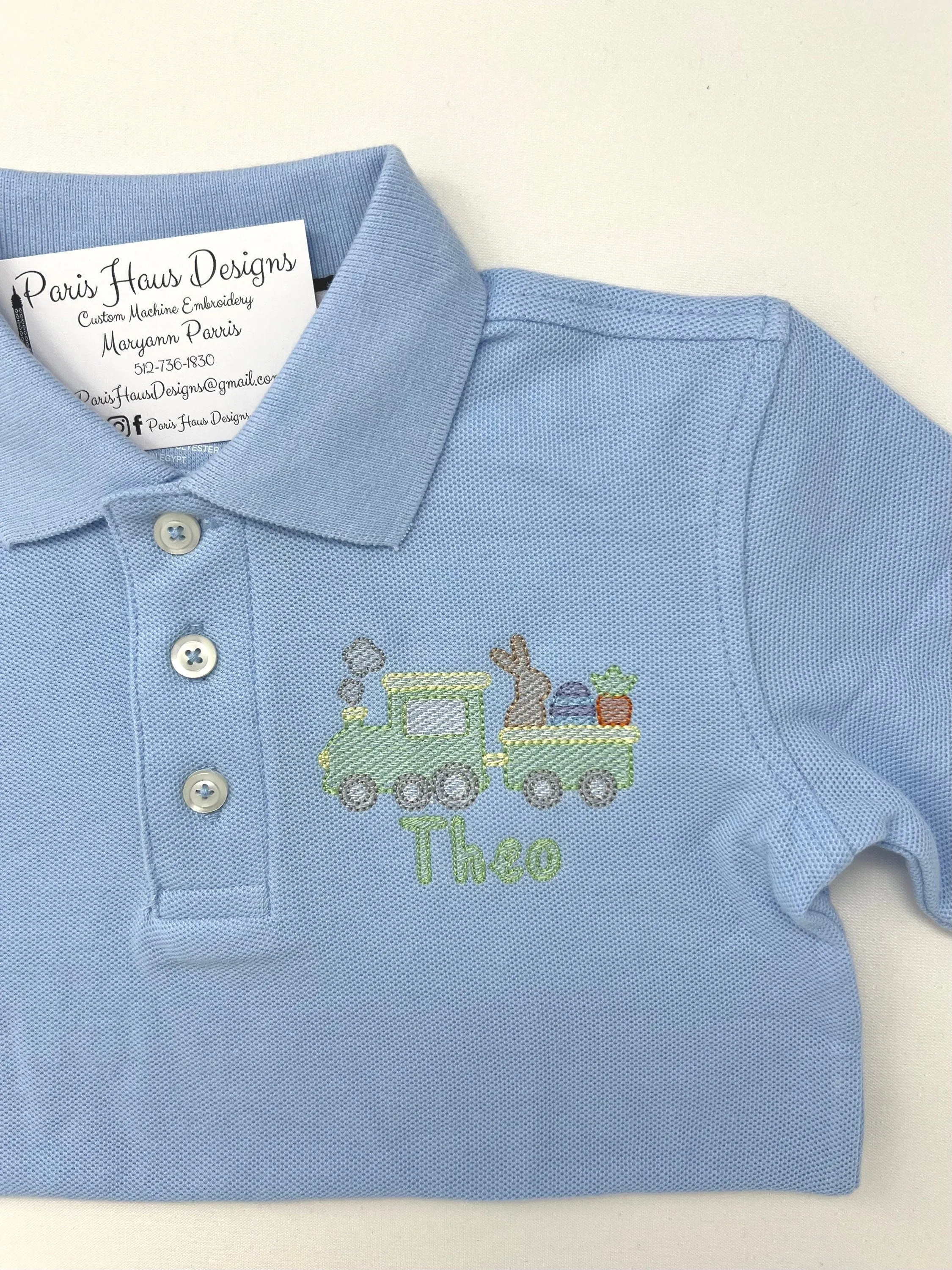 Boys Easter Train Monogram Polo Design