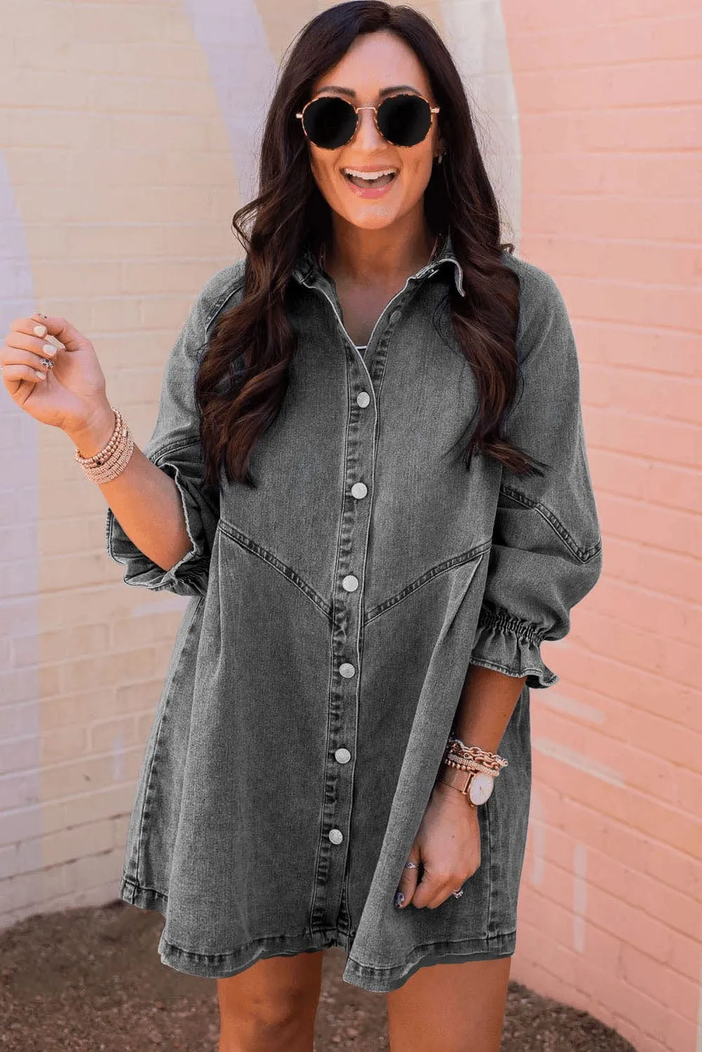 Brown and Beige Check Dress