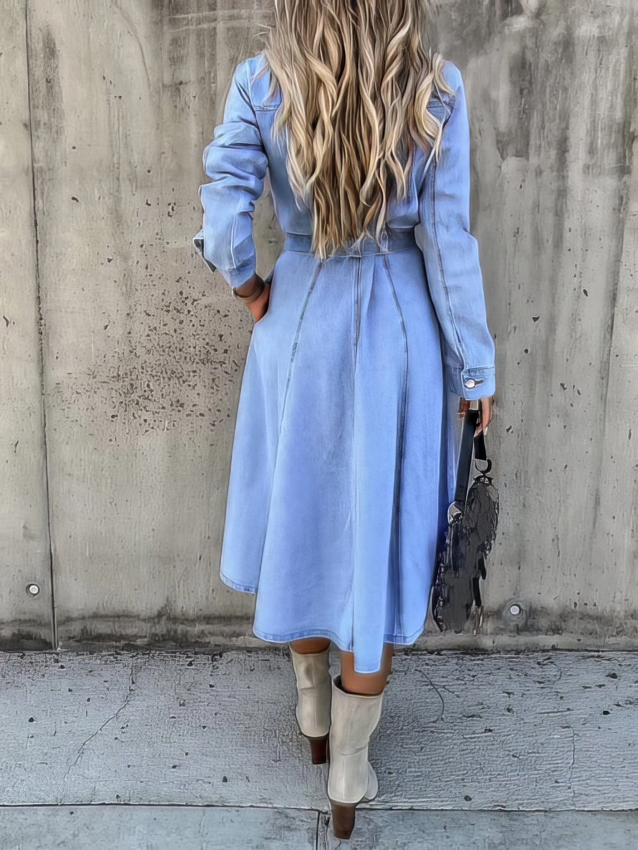 Brown and Beige Check Dress