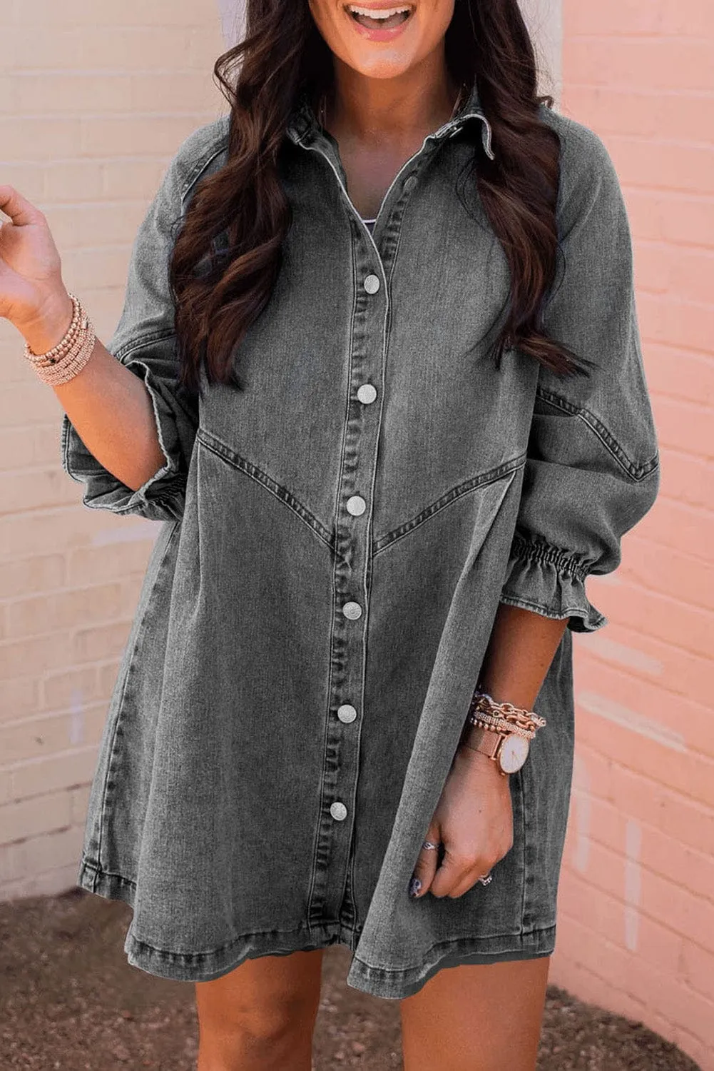 Brown and Beige Check Dress