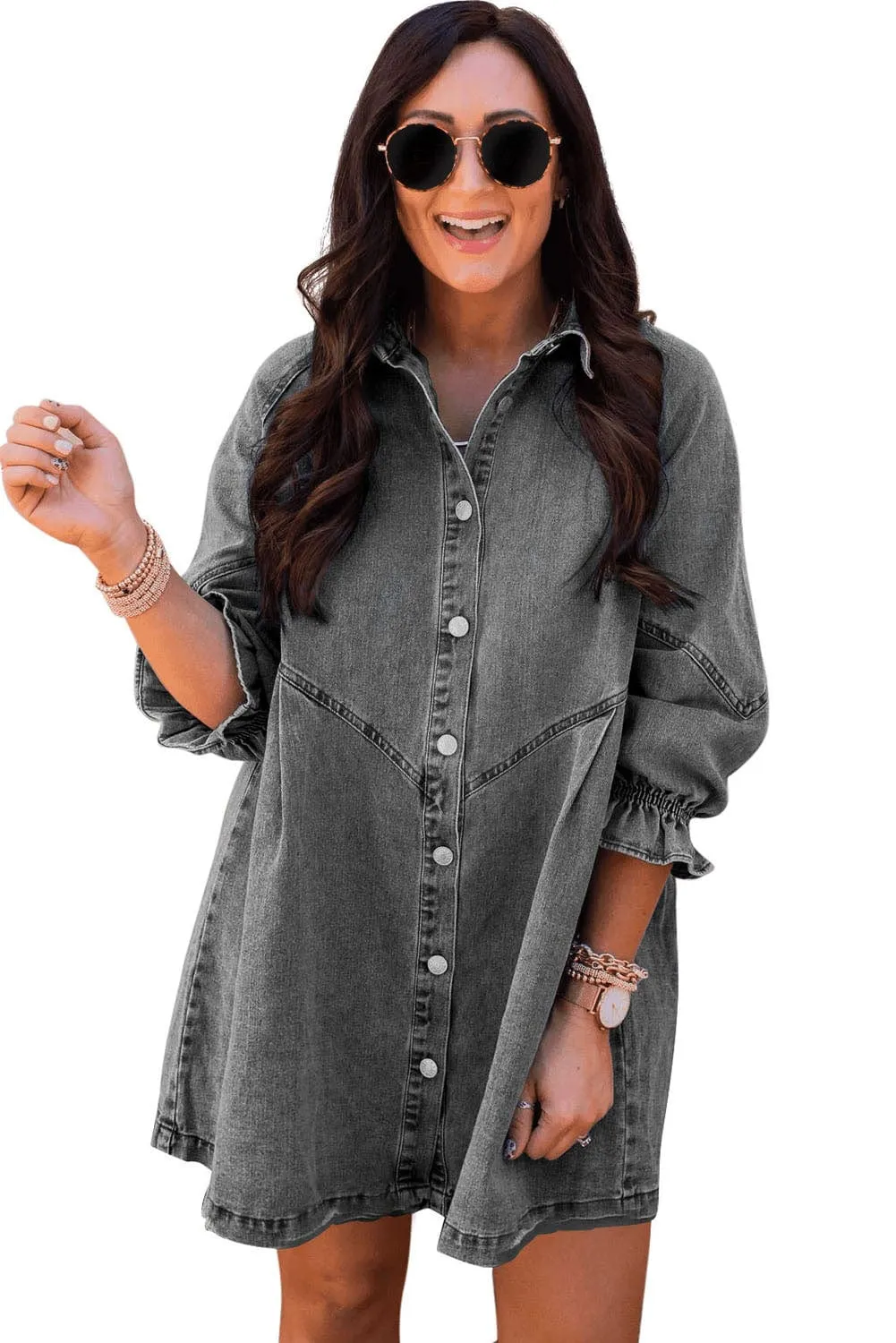 Brown and Beige Check Dress