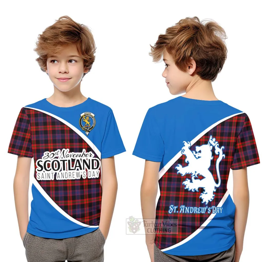 Brown (Broun) Family Crest Tartan Kid T-Shirt Celebrate Saint Andrew's Day in Style