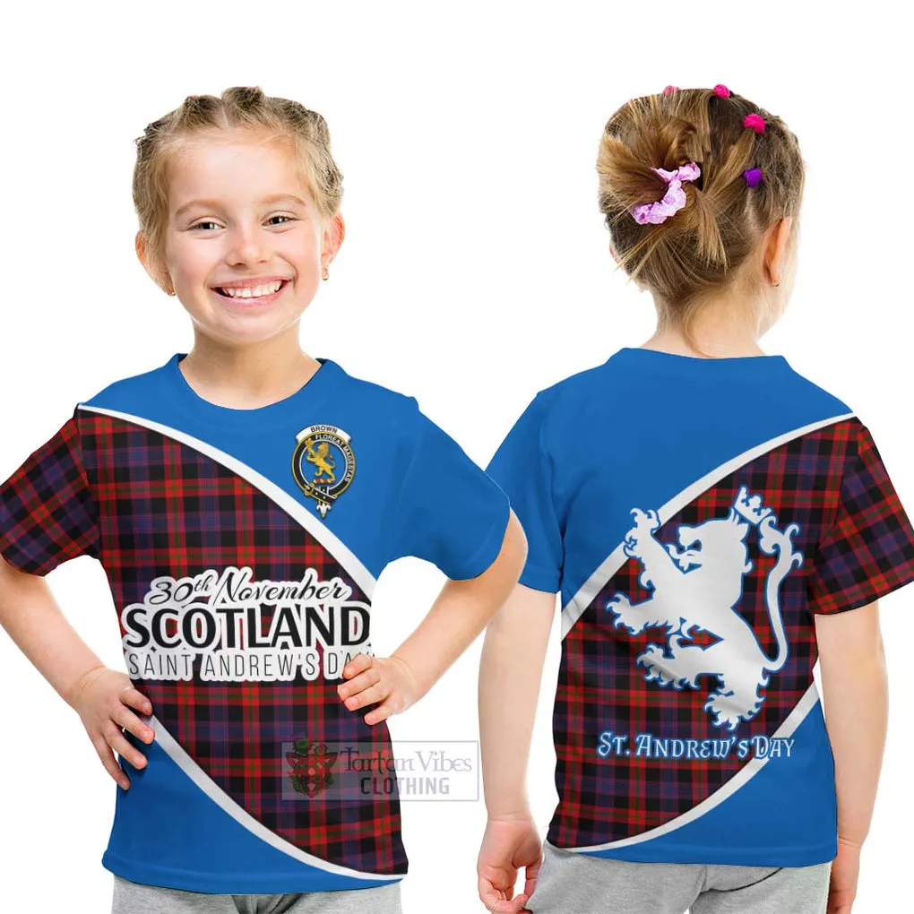 Brown (Broun) Family Crest Tartan Kid T-Shirt Celebrate Saint Andrew's Day in Style