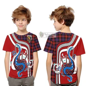 Brown (Broun) Tartan Kid T-Shirt with Epic Bagpipe Style