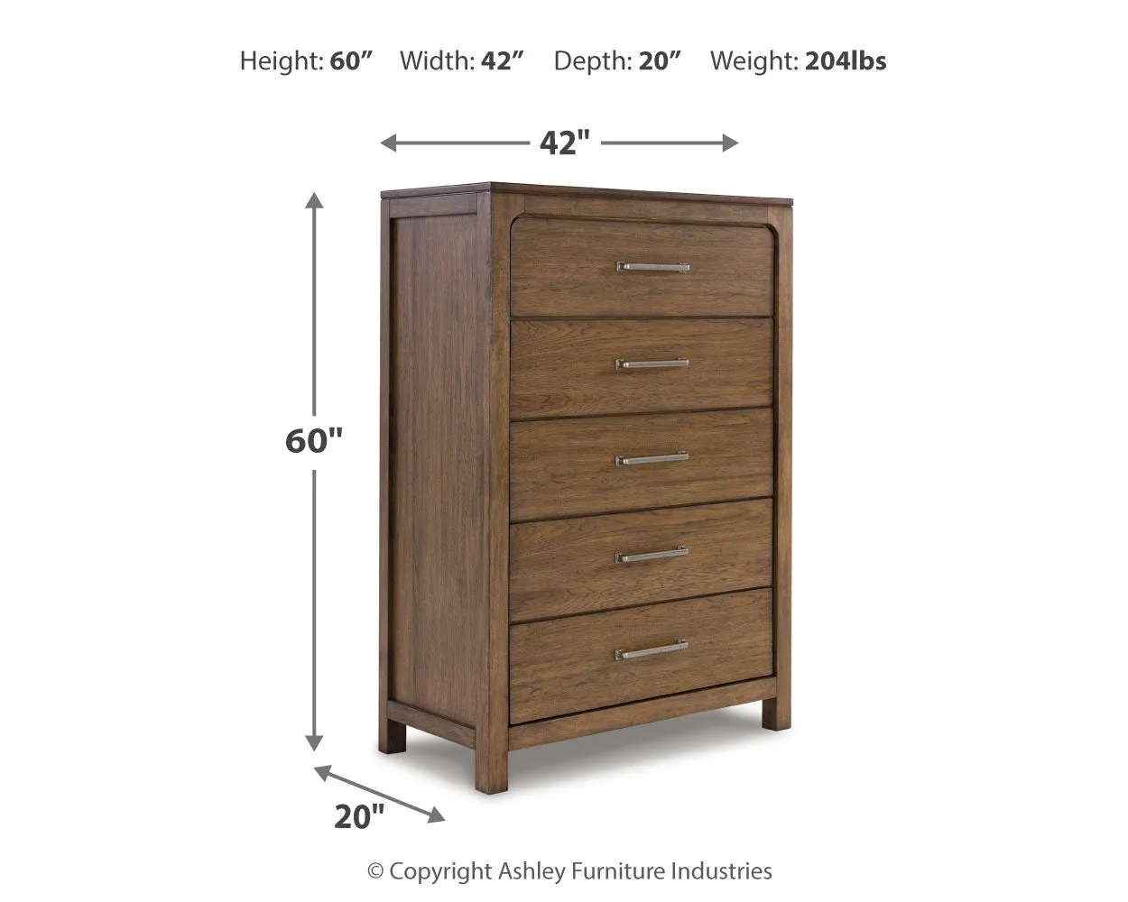 Cabalynn California King Panel Bed with Dresser, Chest and Nightstand in Light Brown