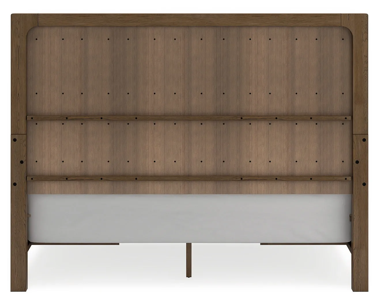 Cabalynn California King Panel Bed with Storage with Mirrored Dresser and 2 Nightstands in Light Brown