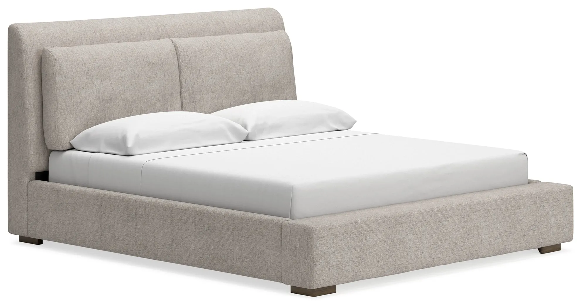 Cabalynn California King Upholstered Bed with Chest and Nightstand in Light Brown