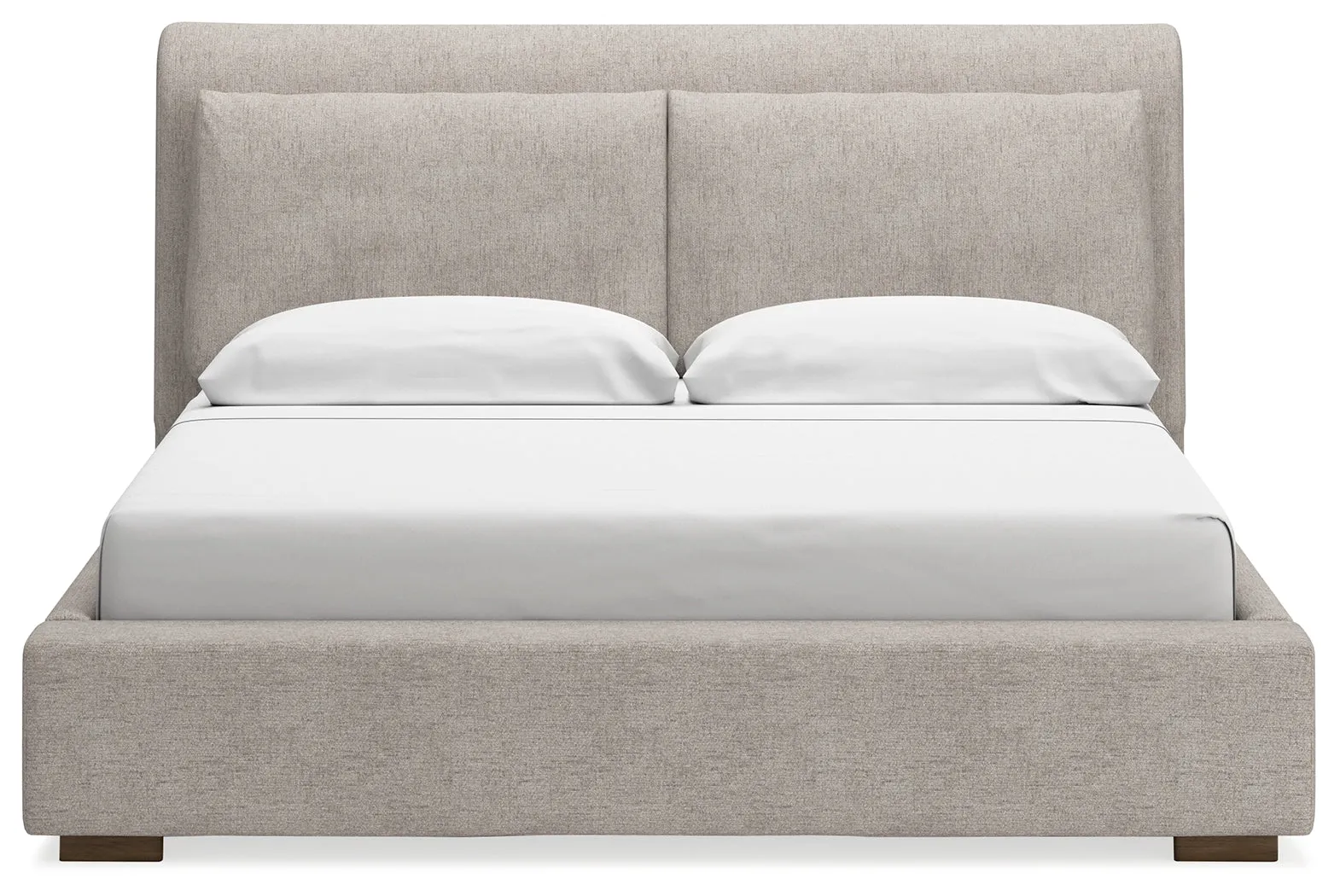 Cabalynn California King Upholstered Bed with Chest and Nightstand in Light Brown