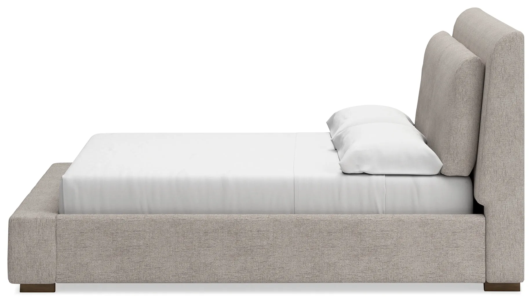 Cabalynn California King Upholstered Bed with Chest and Nightstand in Light Brown