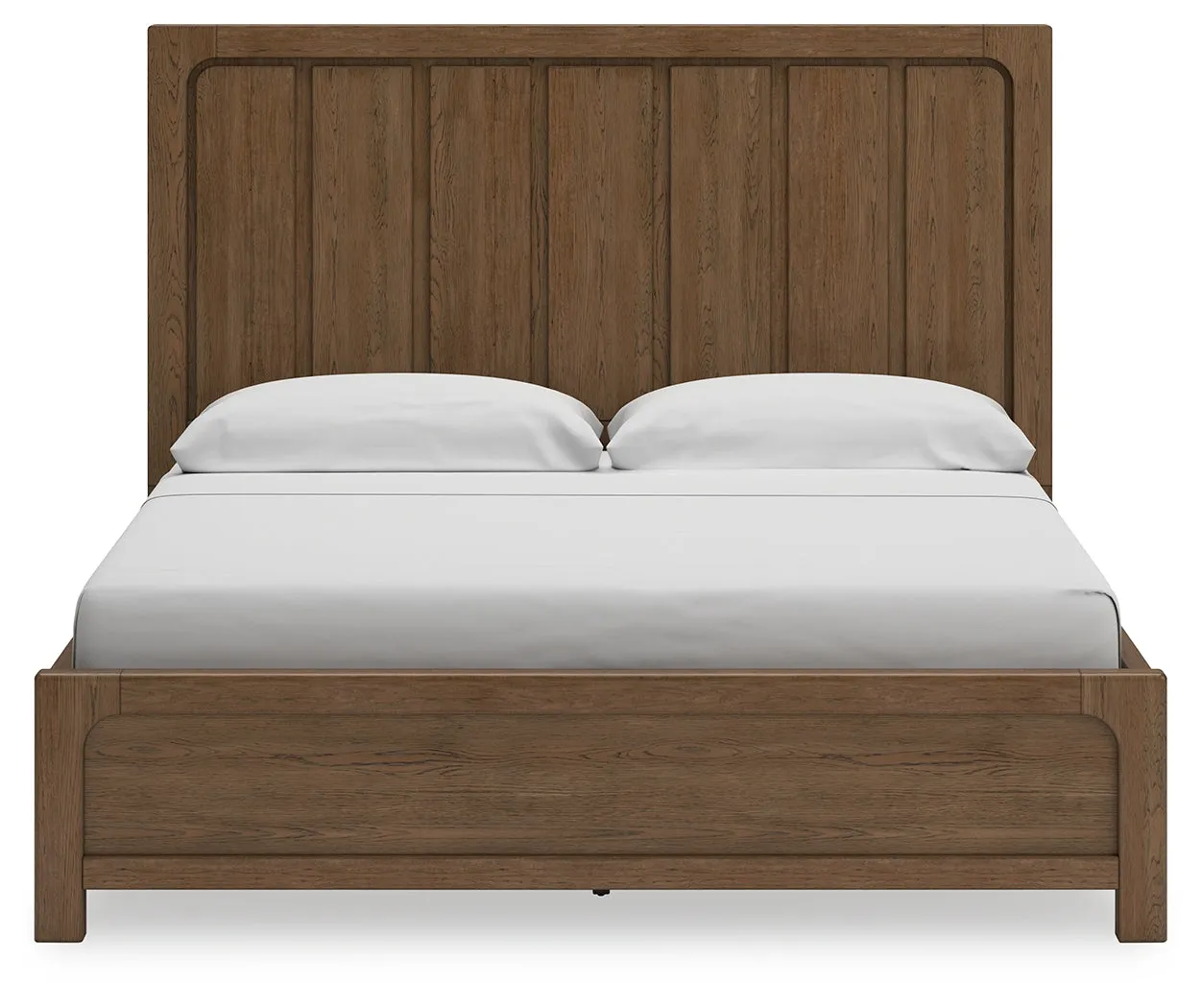 Cabalynn King Panel Bed with Storage with Mirrored Dresser and Chest in Light Brown