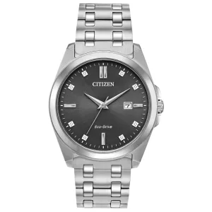 Citizen Mens Corso Eco-Drive Watch - Gray Stainless Steel Bracelet