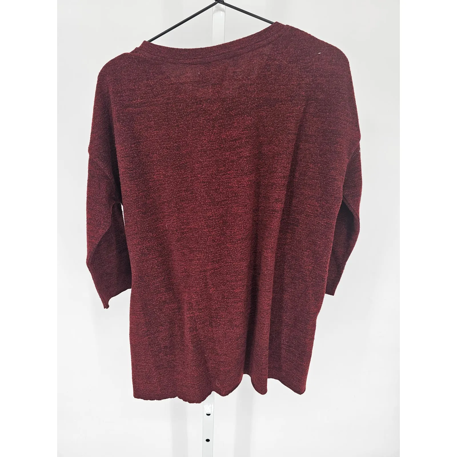 Coco   Jaimeson Womens Sz S Short Sleeve Tie Front Blouse Burgundy Red