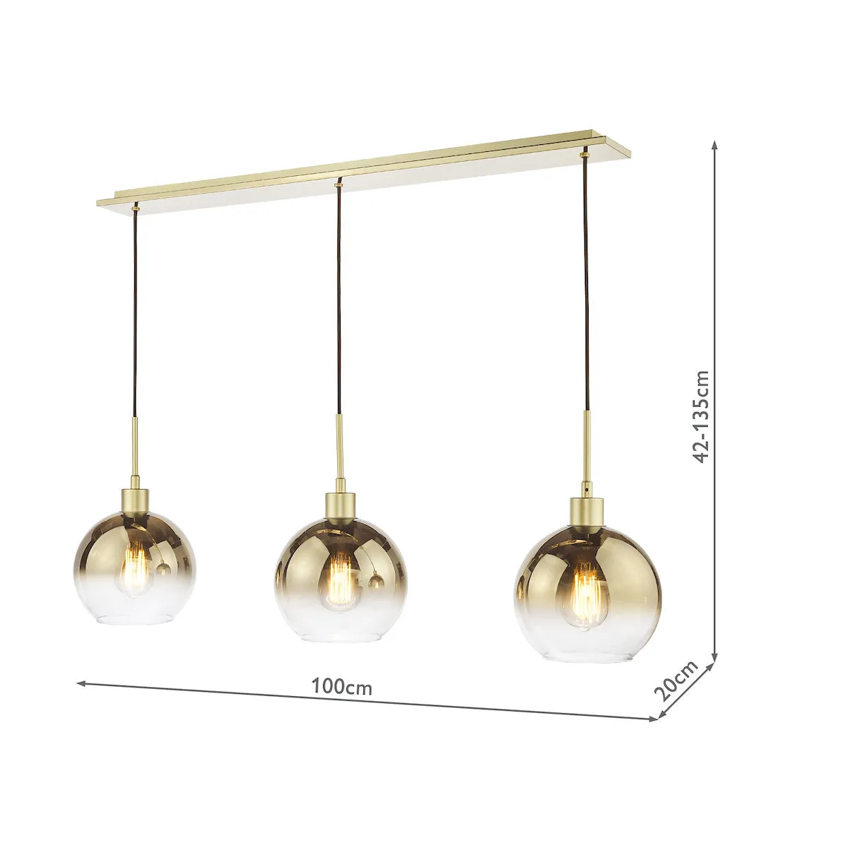 Dar Lycia Wall Light Matt Black and Smoked Ombre Glass