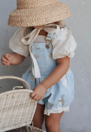 Denim Daisy Bubble Overalls