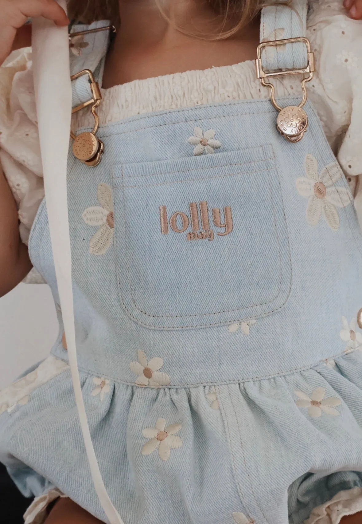 Denim Daisy Bubble Overalls