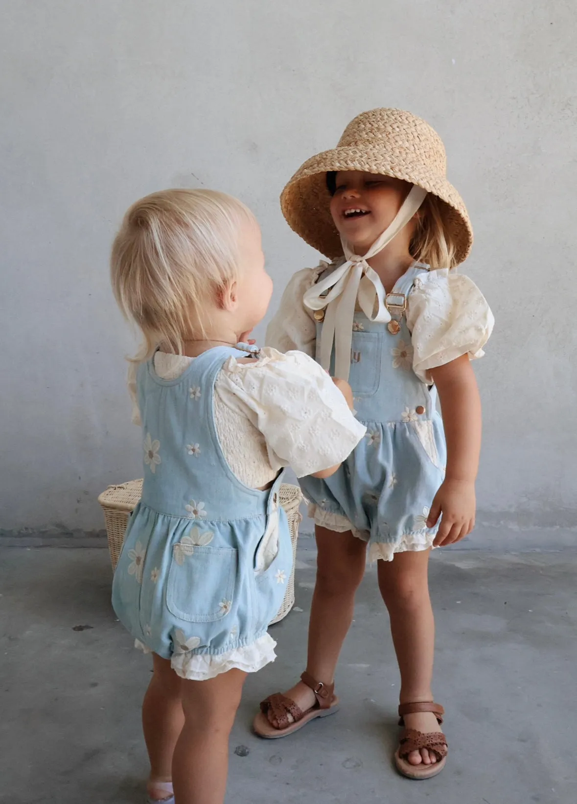 Denim Daisy Bubble Overalls