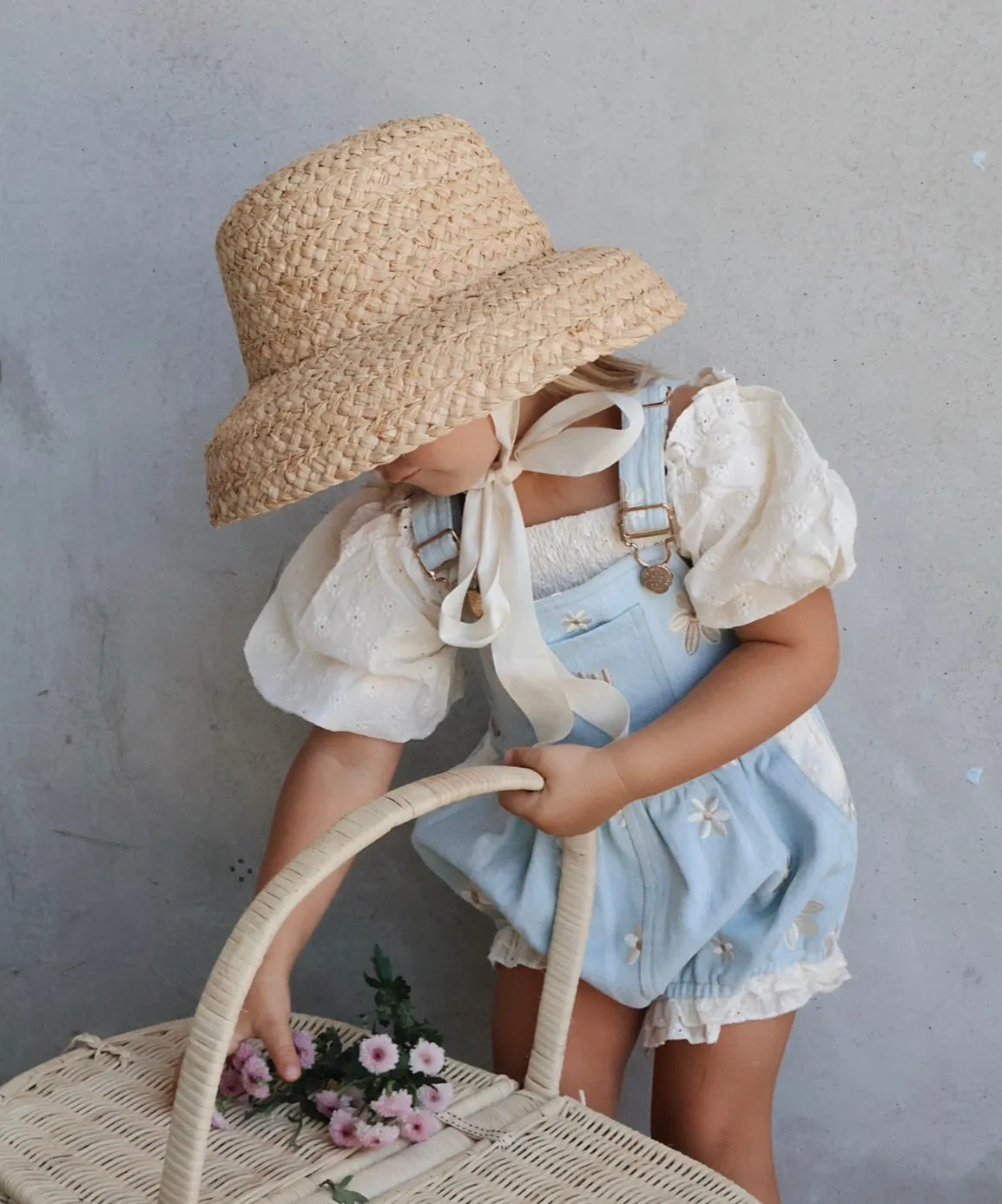 Denim Daisy Bubble Overalls
