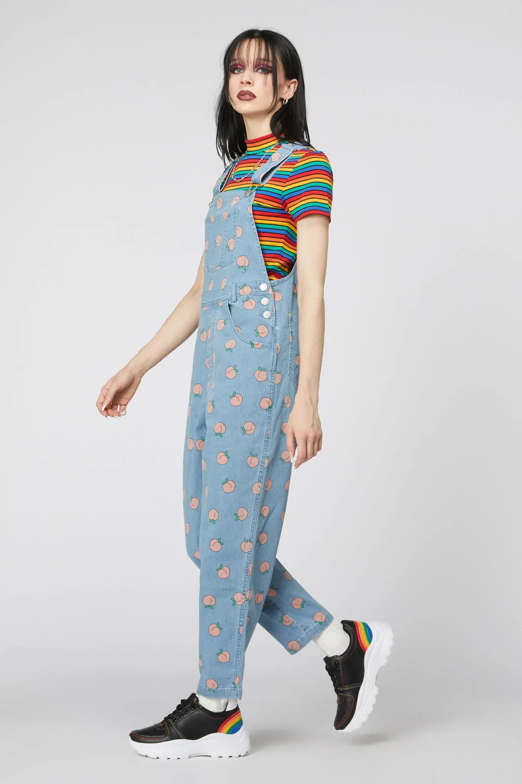 Denim Peach Long Overall
