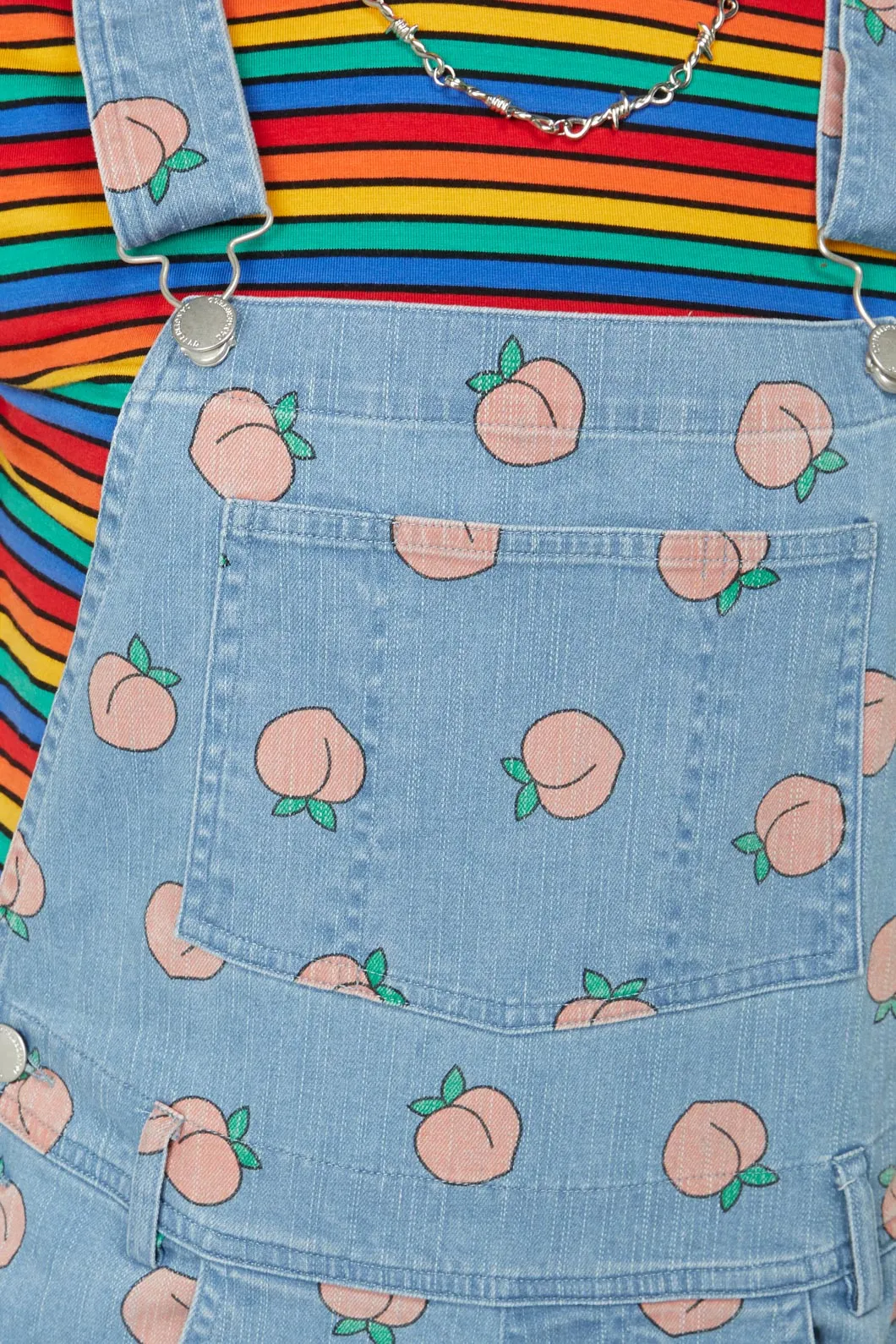 Denim Peach Long Overall