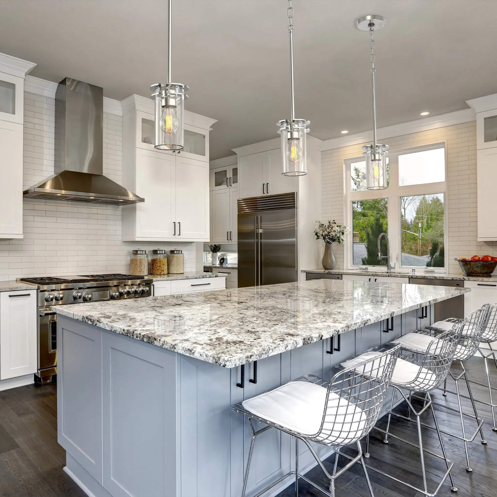 Devonshire Transitional Pendant Light in Brushed Nickel