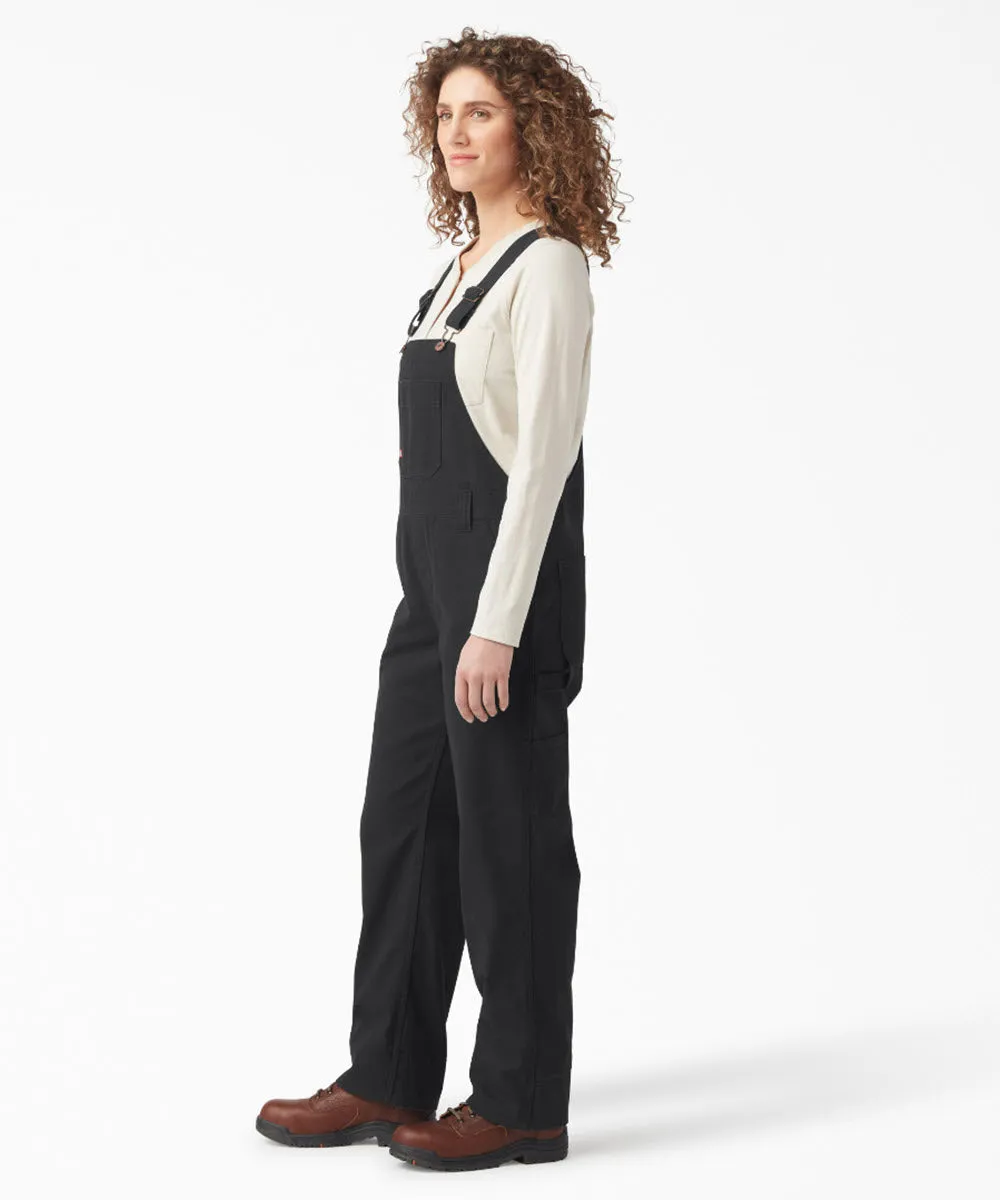 Dickies Women's Relaxed Fit Bib Overalls - Rinsed Black Duck