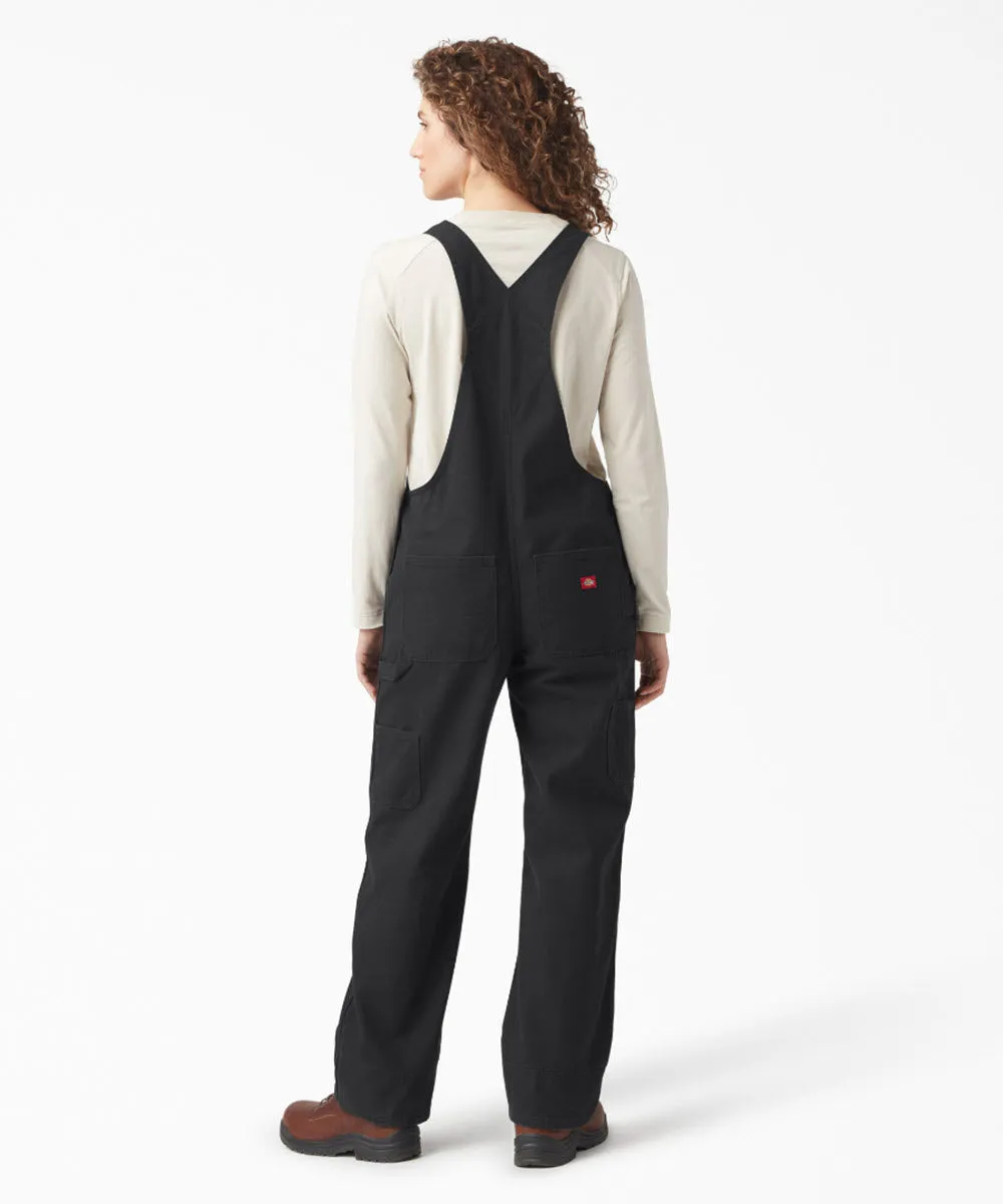 Dickies Women's Relaxed Fit Bib Overalls - Rinsed Black Duck