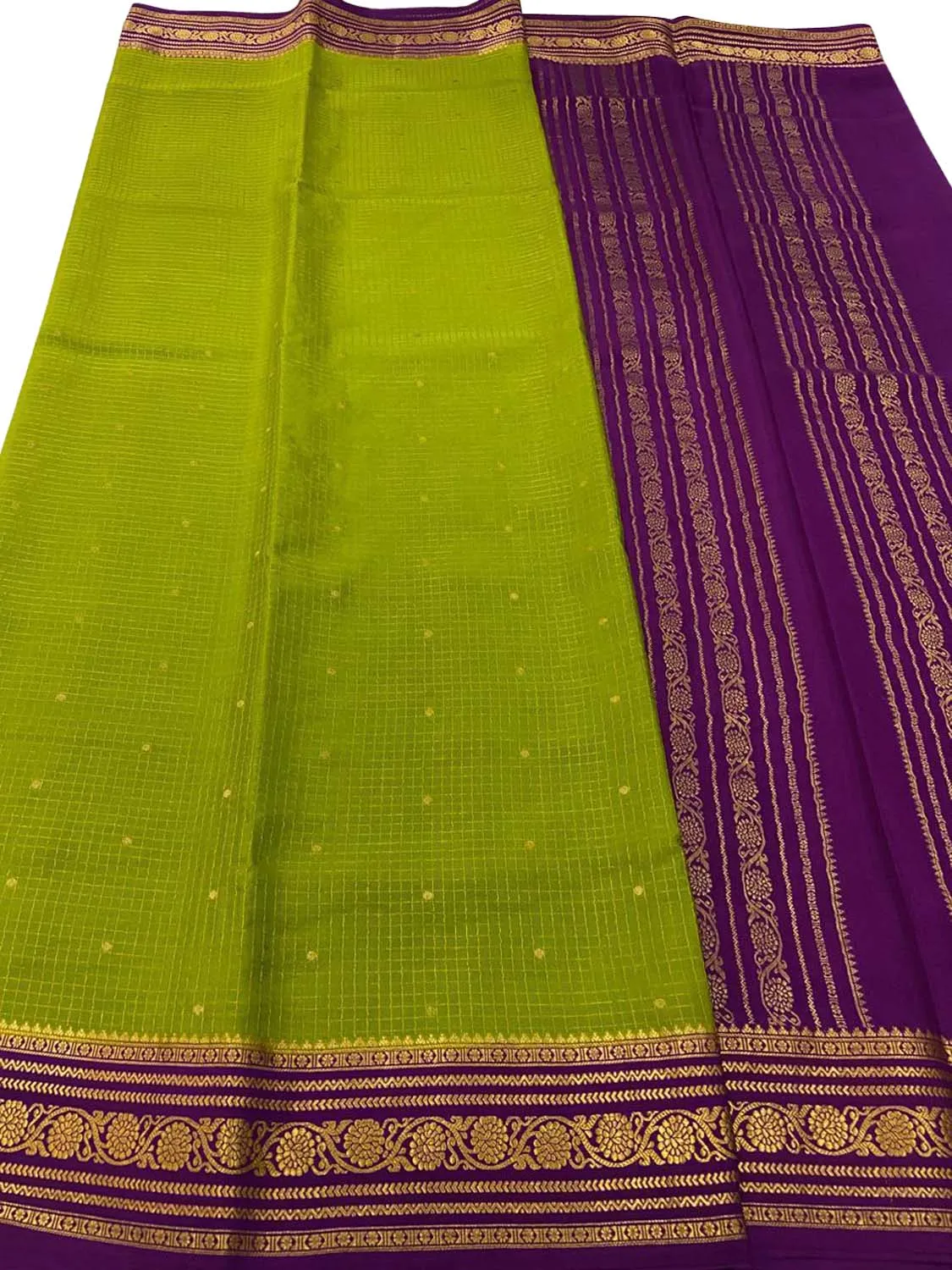 Elegant Green Mysore Crepe Silk Saree