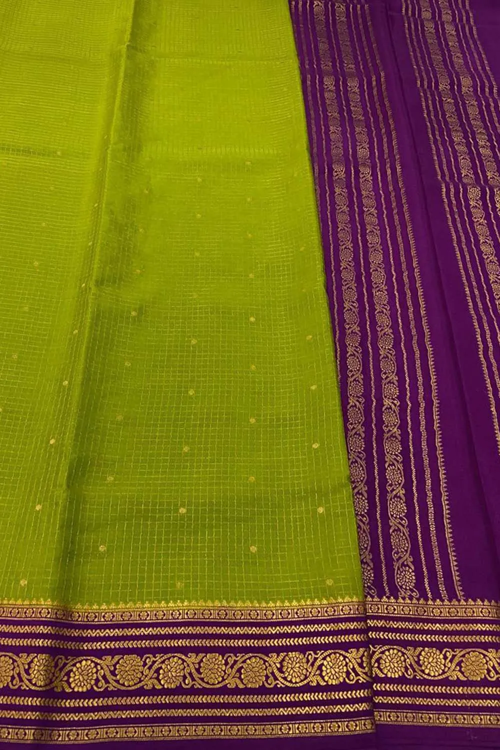 Elegant Green Mysore Crepe Silk Saree