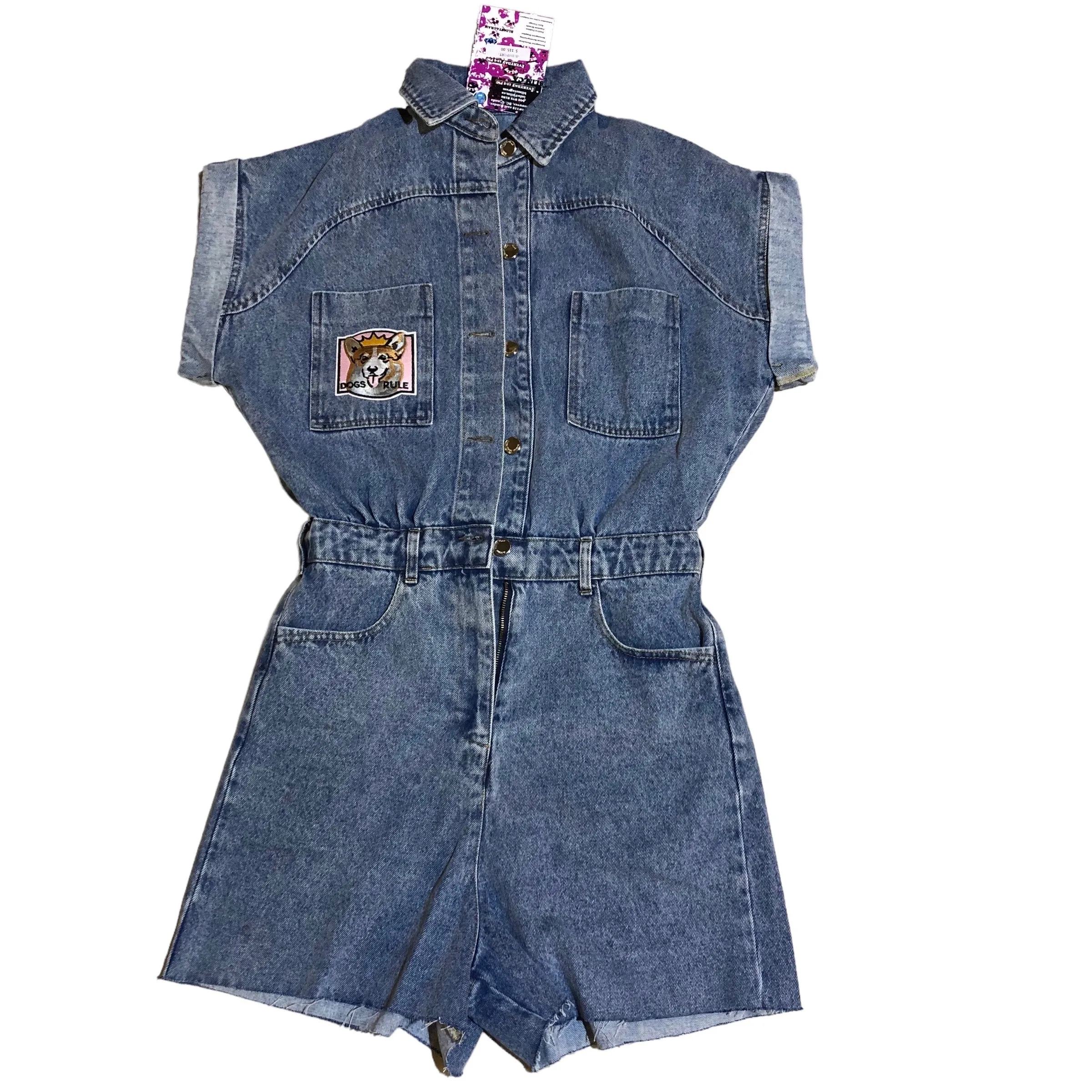 Embellished Shiba Blue Denim Jumpsuit