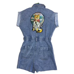 Embellished Shiba Blue Denim Jumpsuit