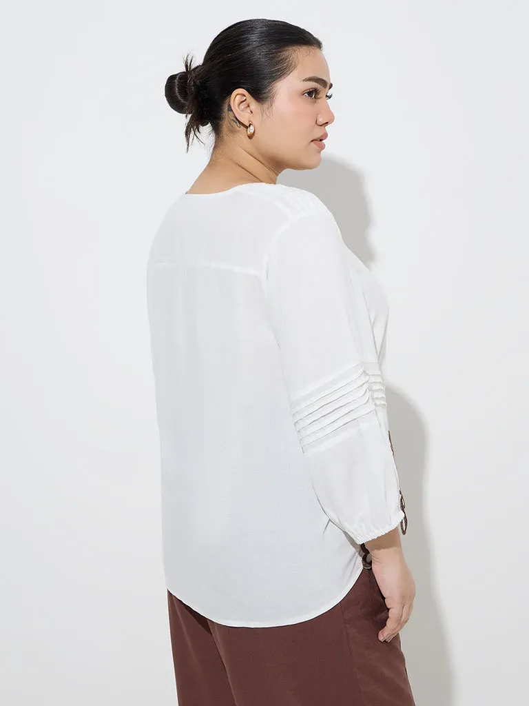 Gia White Floral Embroidered Blouse