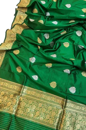 Green Banarasi Silk Dupatta with Kadwa Boota Design