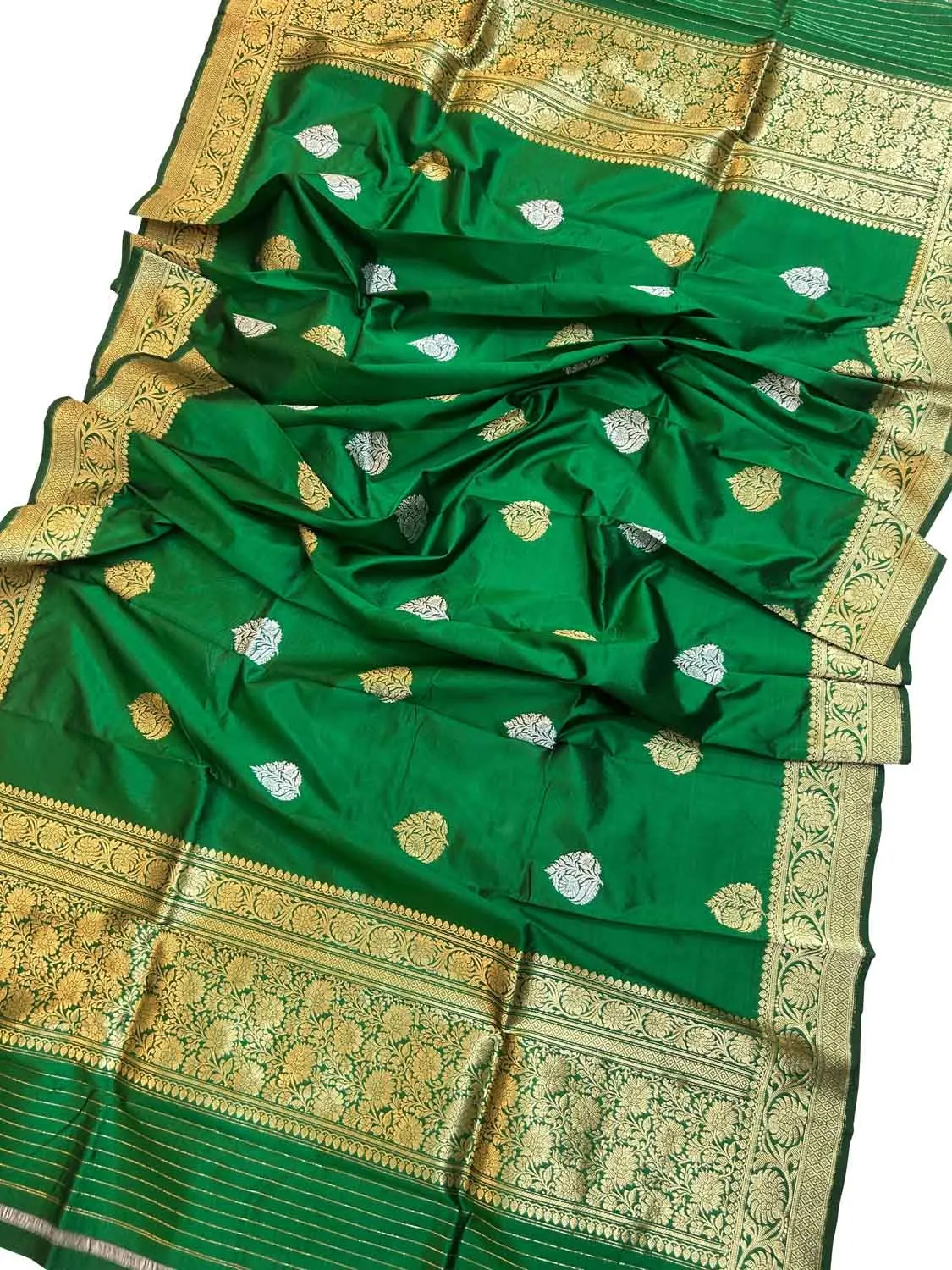 Green Banarasi Silk Dupatta with Kadwa Boota Design