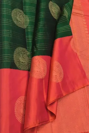 Green Handloom Kanjeevaram Pure Silk Saree - Elegant and Timeless
